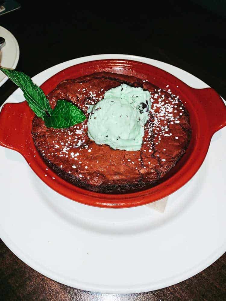 chocolate fudge brownie in a bowl