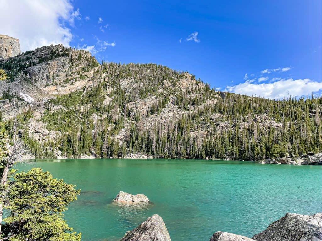 Bright blue alpine lake