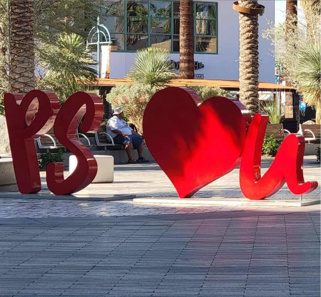 The famous PS Love You sign in Palm Springs.