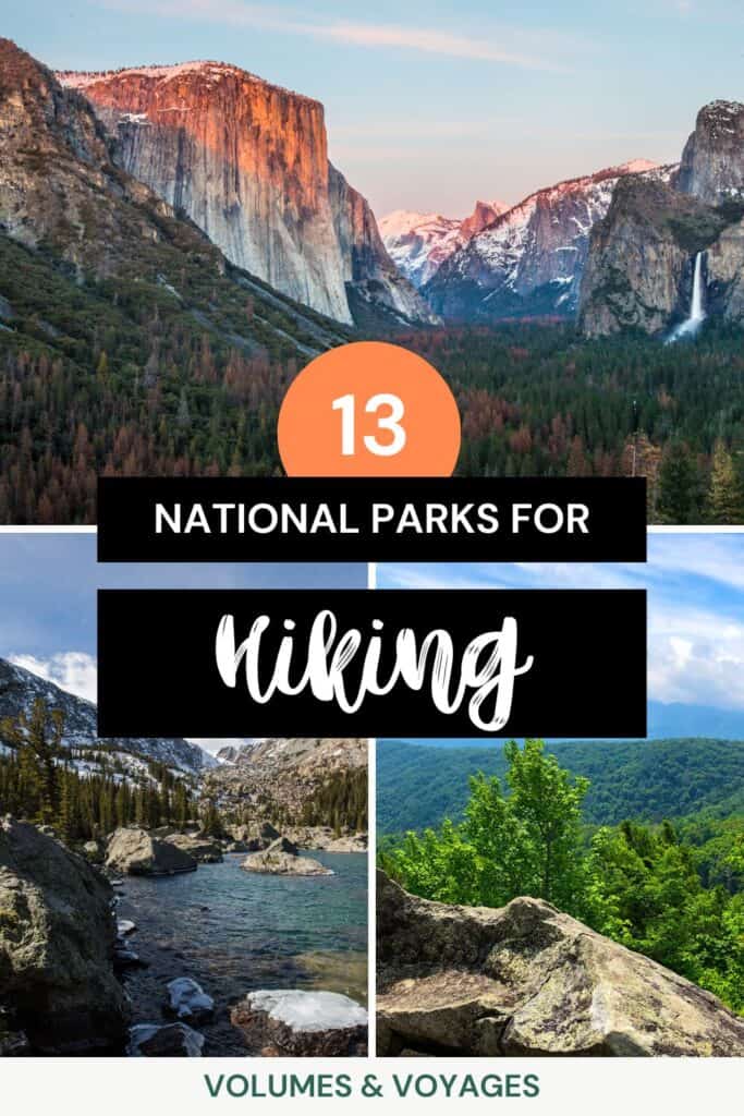 Pinterest image that says 13 national parks for hiking.