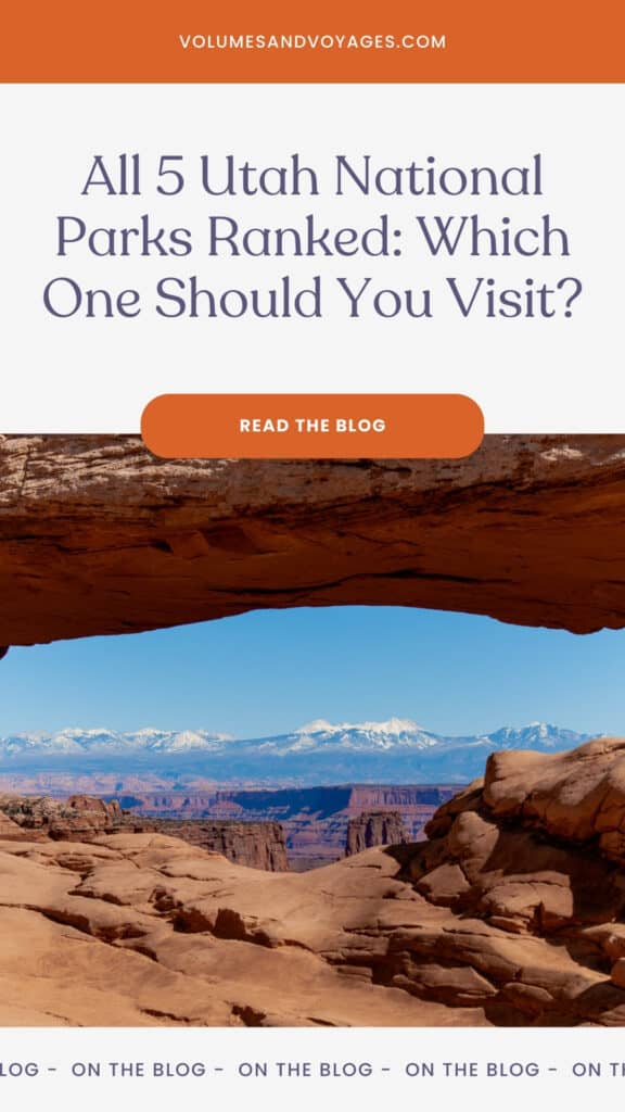 Pinterest link with text that reads all 5 Utah national parks ranked: which one should you visit
