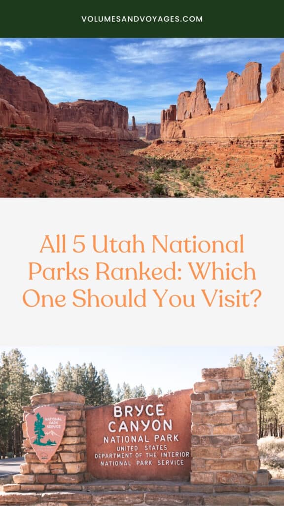 Pinterest link with text that reads all 5 Utah national parks ranked: which one should you visit