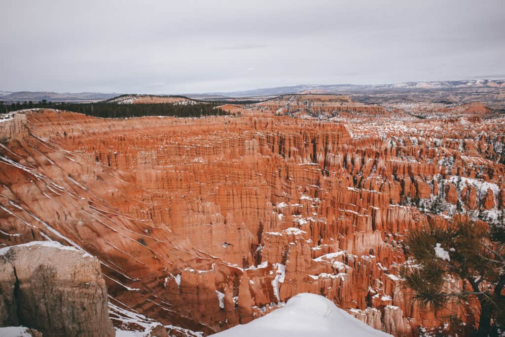 Bryce Canyon National Park covered in snow.